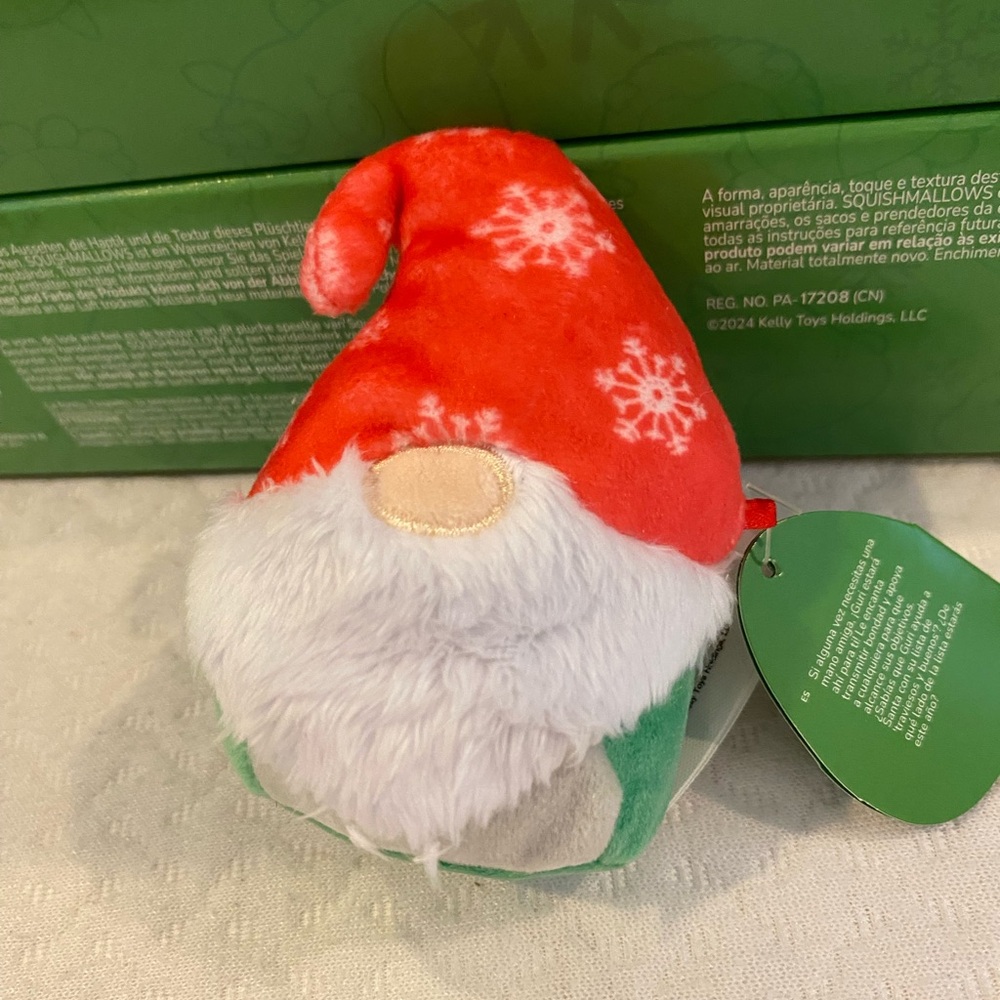 Micromallows “Guri” Gnome Plush with Red and Green Hat